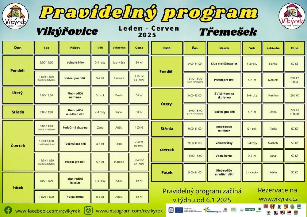 Pravidelný program leden-červen 2025